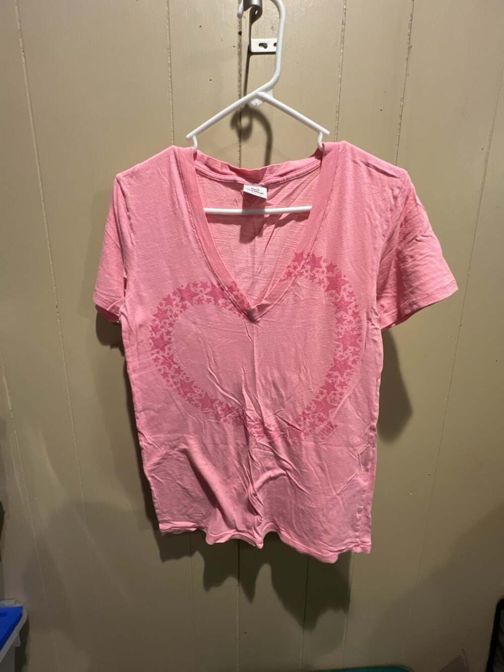 PINK Victoria's Secret Pink V-Neck T-Shirt with Star Heart Graphic Size M